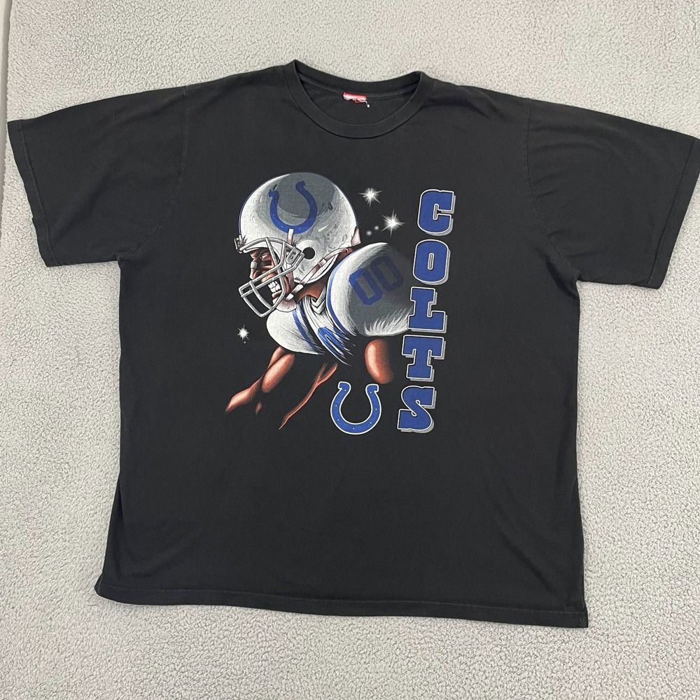 Vintage Indianapolis Colts Lineman Shirt 4XL Black NFL Sportswear Short Sleeve